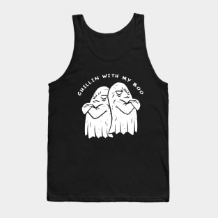 Chillin With My Boo Funny Halloween Ghost Design Tank Top